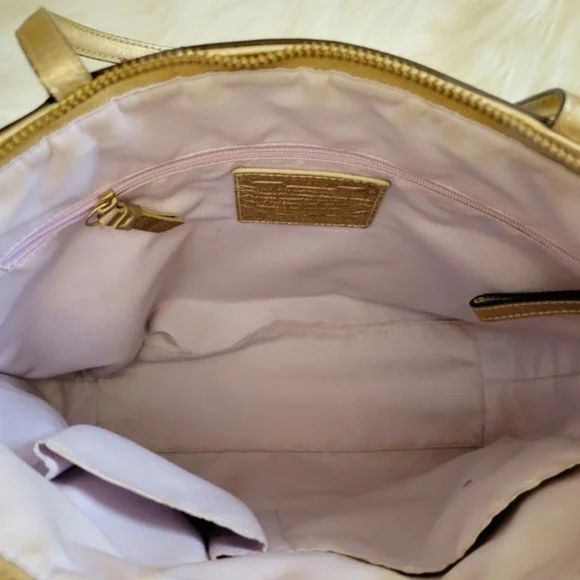 Coach Purse / Handbag Gold & Canvas - Picture 7 of 7